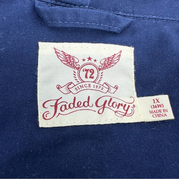 Faded Glory Anorak Jacket Womens 1X 16W Navy Blue Full Zip Casual Mid Length - Picture 6 of 9